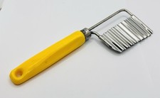 Vintage Mid Century Crinkle Cutter Cheese Potato Cutter Yellow Plastic Handle