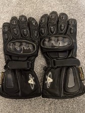 Mens Akita Leather Motorbike Gloves , Fastening To Tighten Round Wrist,