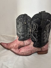 Los Altos Pink Ostrich Cowboy Boots Western Exotic Leather Men’s UK 10 / EU 44