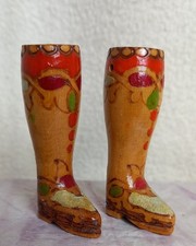 1 x Pair of Miniature Wooden Boots, 5 cm, Collectable Ornaments