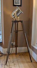 Vintage / Retro Theatre Light Wooden Tripod / Theodolite Floor Lamp 