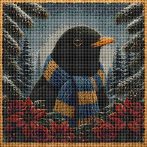 Blackbird winter time - in,