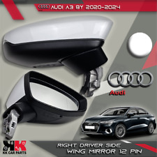 AUDI A3 8Y 2020-2024 RIGHT DRIVER WING MIRROR WHITE 12 PIN  POWER FOLD GENUINE 