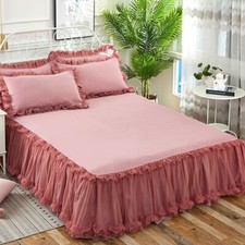 3X Mesh Lace Ruffle Bed Skirt