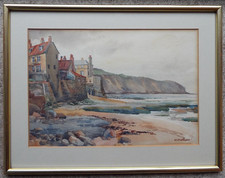 W MATTHEWS (1885-1962) - ROBIN HOOD BAY,  NORTH YORKSHIRE - ORIGINAL WATERCOLOUR