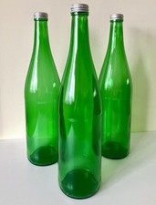 3x Green Empty Glass Bottles -