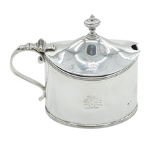 George III Sterling Silver Crested Mustard Pot Antique 1791 London