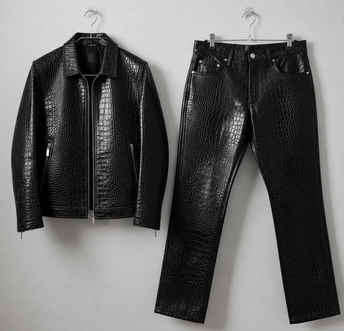 Handcrafted black crocodile - black,