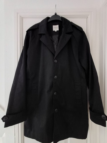 Mens black overcoat mac - black,