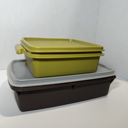 Vintage tupperware brown bento - brown,