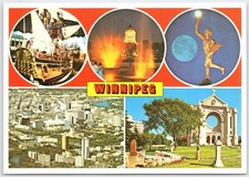 Vintage Winnipeg Multi-View Postcard Tripix Canadian Made 6x4in