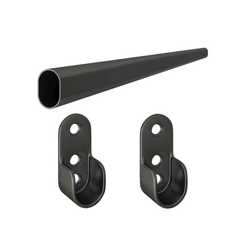 Wardrobe rod black oval - ,