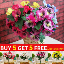 10 Heads Artificial Flower Silk Pansy Flowers Bouquet Wedding Home Outdoor Decor