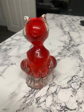 Murano style glass cat red 7
