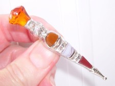 Large Antique Victorian c1886 Silver Charles Horner Agate Skean Dhu Dirk Brooch