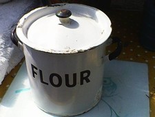 VINTAGE ENAMEL FLOUR BIN -