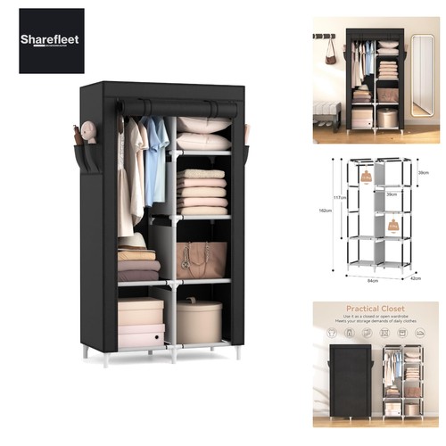 Stylish fabric wardrobe black - fabric,