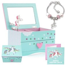 Amitie Lane Unicorn Musical Jewellery Box with Bracelet Childrens Kids Activity