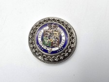 Antique enamelled silver coin shilling in silver mount badge - 1823 George IV