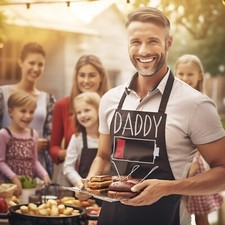 Daddy Battery Running Low Lovable Fathers day BBQ Apron For Dad, Cooking Apron