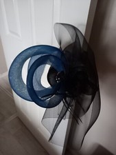 mother of the bride hats Hatenator petrol Blue / Black With Diamonte And ...