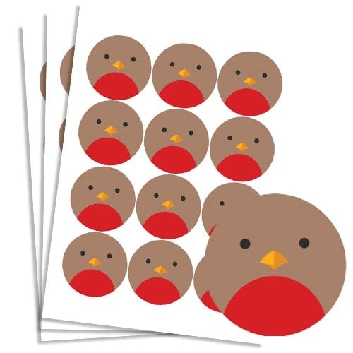 Christmas robin round stickers - robin,