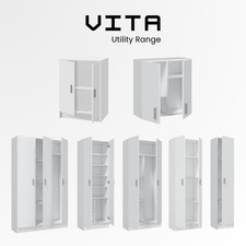 VITA Utility Laundry Cupboard / Cabinet Storage Units 7 Options in White