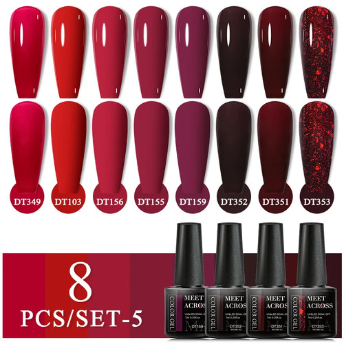 8pcs set red - 8pcs/set, /glitter