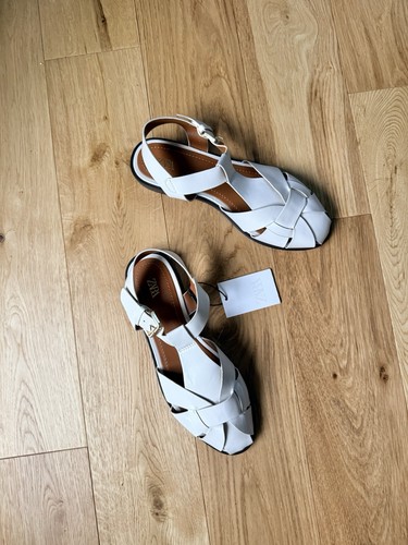 Zara white flat cage sandals - white,
