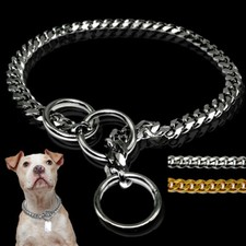 Dog Choker Slip Chain Collar Stainless Steel Curb Snake Necklace Rottweiler Gold
