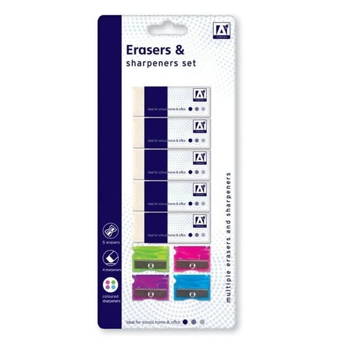 Eraser and sharpener - and,