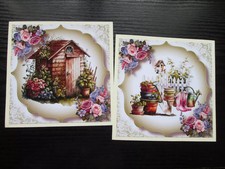 Set of 2 x THE GARDENERS POTTING SHED  Hand Made Card  Toppers & Sentiments