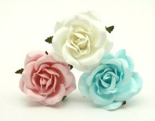 5x Mulberry paper Roses Flowers 6cm large varied colours card making Wedding 