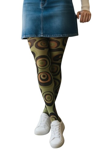 Retro swirl pattern tights - retro,