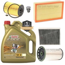 FITS AUDI A3 1.6 TDI SPORT 2012-2020 5L CASTROL EDGE LL + FULL SERVICE KIT NEW