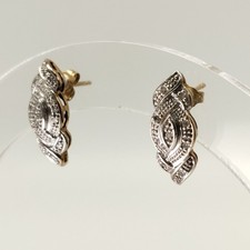 9ct Gold Earrings Diamonds White Yellow Fine Jewellery Hallmarked 2.61g RMF30-LW