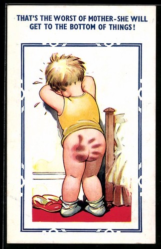 Crying boy with handprint - , on
