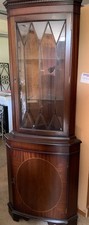 corner display cabinet with leaded glass door good condition