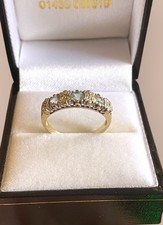 Vintage 9ct Gold Aquamarine & Diamond Cluster Ring – Size N½  