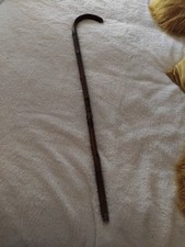 Wooden Walking Stick With Curved Handle And Steel Ferrel 37in Length