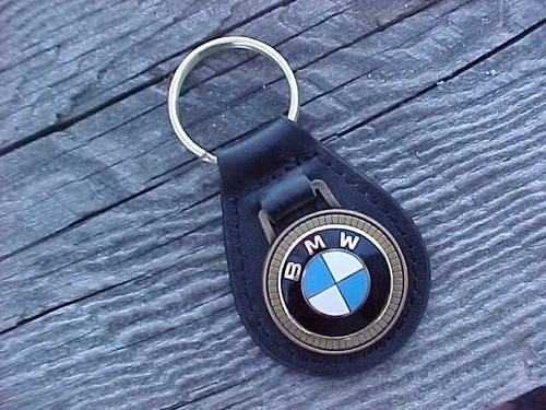 Bmw logo leather key fob - logo,