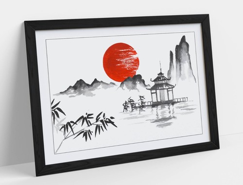 Japanese sumi rising sun - japanese, sumi-e