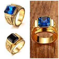 18K GOLD EP BLACK/BLUE CZ
