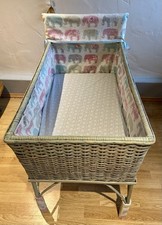 Vintage Wicker Rattan Baby Cot Crib