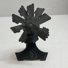 Welsh Folk Art - Carved Slate Fan / Windmill With Engraved Harp - Decorative