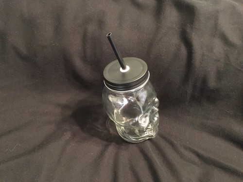 Clear glass skull jar - 6'',