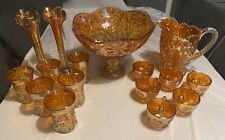 Imperial Daisy & Tiger Lily Glass Punch Set, jug, cups, glasses & vases