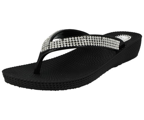 Ladies diamante toe post flat - diamante,
