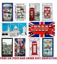 London Landmarks Tea Towel Cotton Novelty Big Ben Bus Tower Bridge Souvenir Gift
