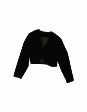 VINTAGE Womens Velvet Open Bolero Jacket UK 12 Medium Black AG09